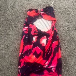 cute summer  pink and purple “strapless” dress (removeable clear straps)